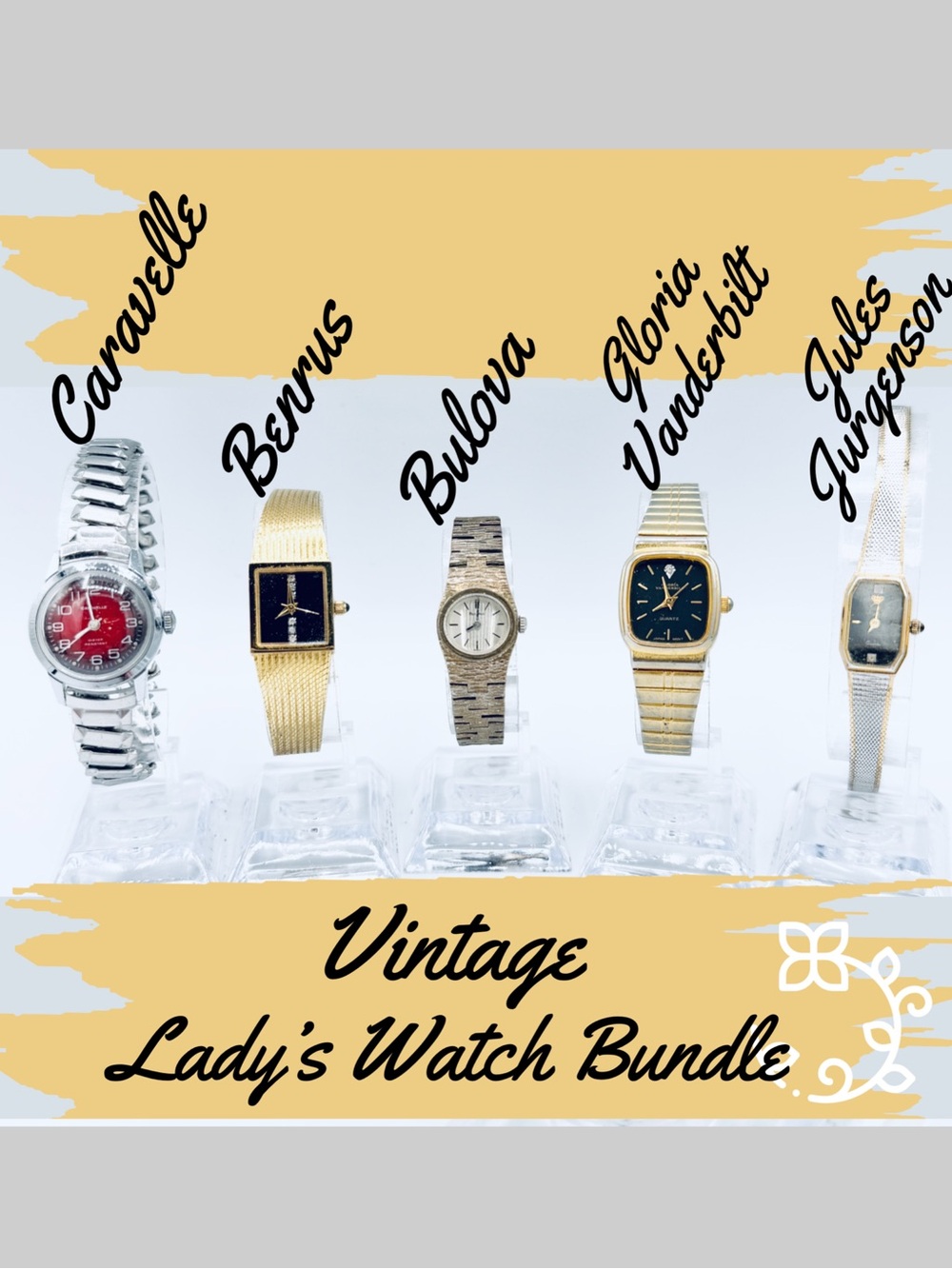 5 Vintage Ladies Name Brand Watch Bundle